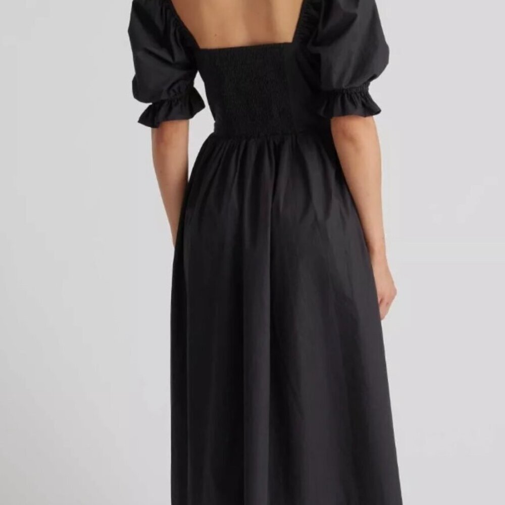 Quince Organic100% Cotton Puff Sleeve Midi Dress In Navy #23 - Picture 7 of 7
